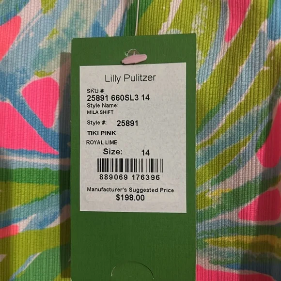 Lilly Pulitzer Mila Shift Dress Pink Green Size 14  New with tag - Picture 13 of 13